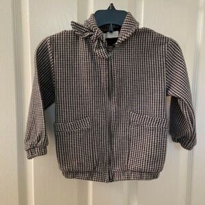 Zara Kids Houndstooth Bomber Jacket Black and White Girls Size 6
